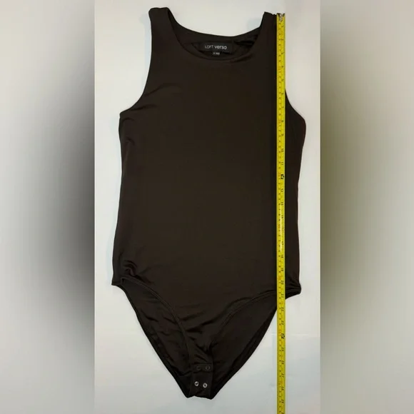 LOFT Versa 360 Knit Tank Bodysuit Brown Coconut Shell Sleeveless Size M - Picture 4 of 8